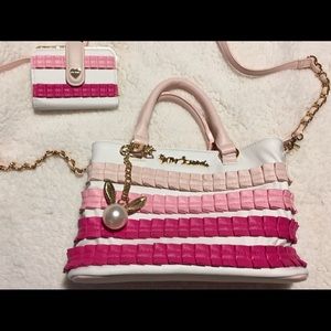 🐰Betsey Johnson Pleats & Thank You Satchel/Wallet